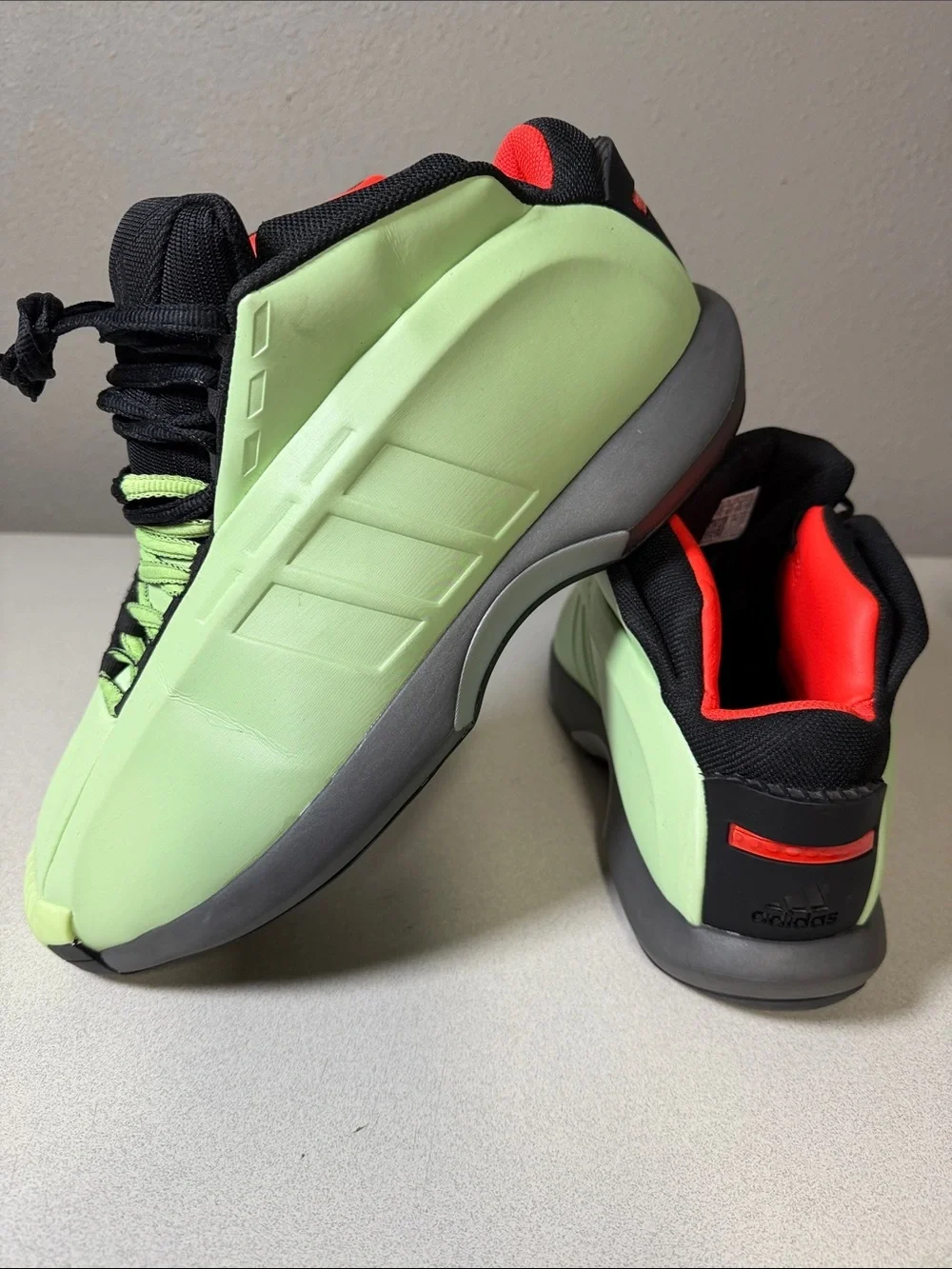 adidas Men's Sneakers Black and Neon Green with Red Accents